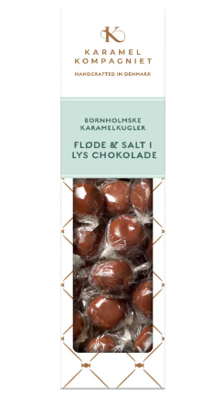 Chokoladekugler med saltkaramel i æske, lys - - Konfekture - TeSelskabet