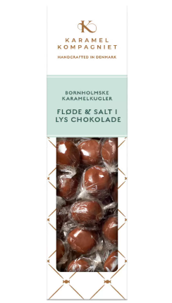 Chokoladekugler med saltkaramel i æske, lys -  - Konfekture - TeSelskabet